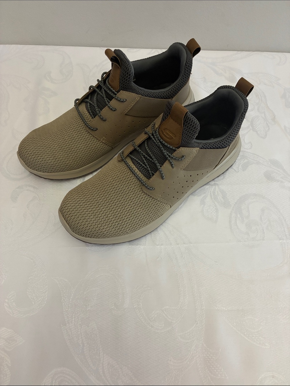 Skechers Men’s Taupe and Dark Gray Slip-On Athletic Sneakers